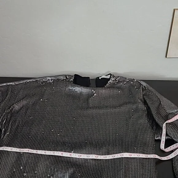 Anine Bing Angie Antique Silver Sequin Mini Dress Women's Cocktail Size XS - Picture 12 of 15